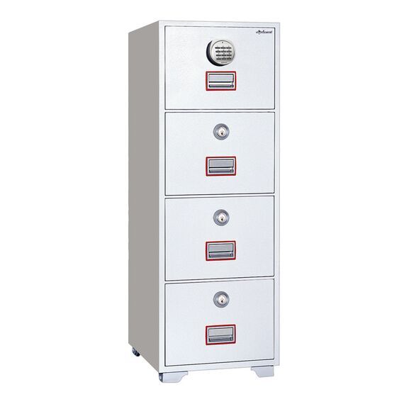 Картотечный сейф Diplomat DFC4000EK3, DFC - вариант: 4 ящика, DFC - исполнение: Стандартный, DFC - запирание: 1 эл.+ 3 кл. замка, DFC - оборудование: Под А4